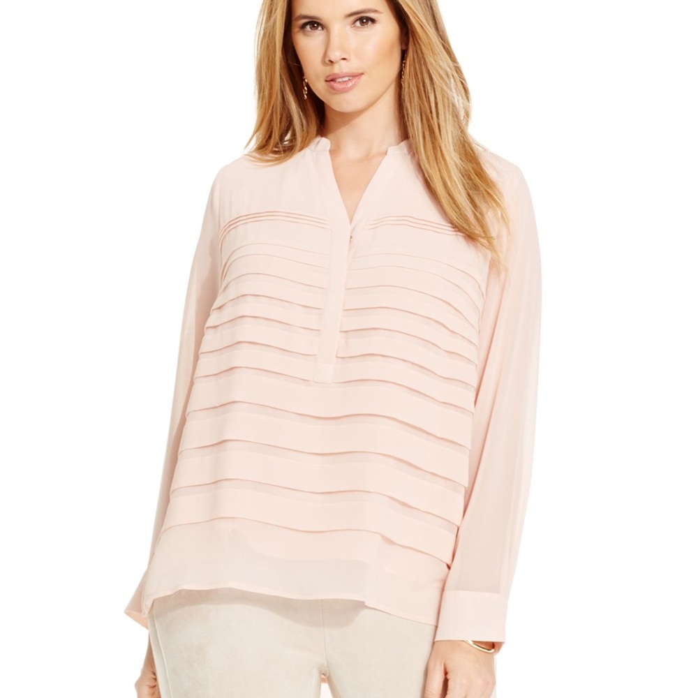 Calvin Klein ❤️ Pleated Blush Pink Chiffon Blouse